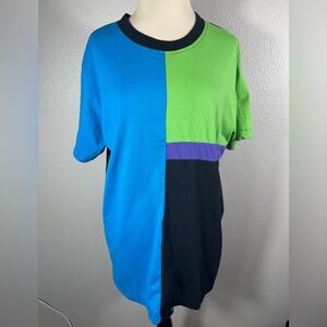 Jacques Moret vintage 80s 90s patchwork colorblocked single stitch tee Large
